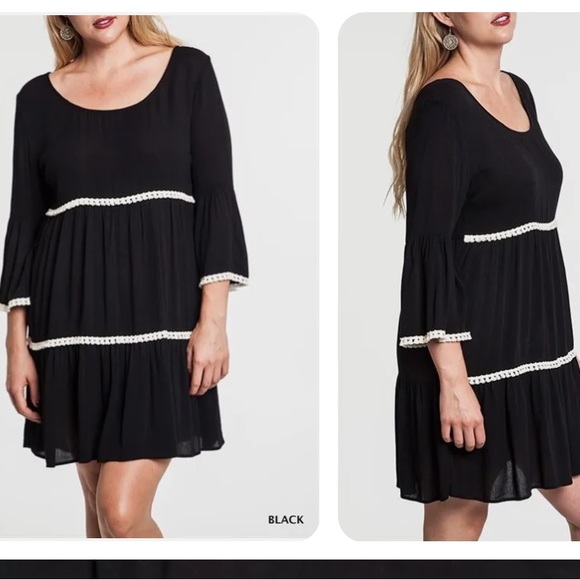 Umgee Full Size High Low Long Sleeve Boucle Sweater Dress Plus Size